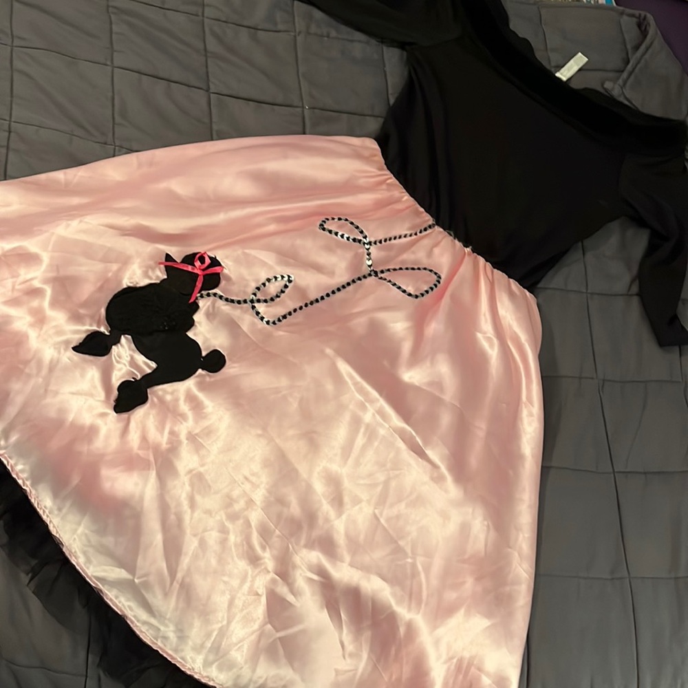 50’s Girl Costume with Faux Fur collar and poodle skirt